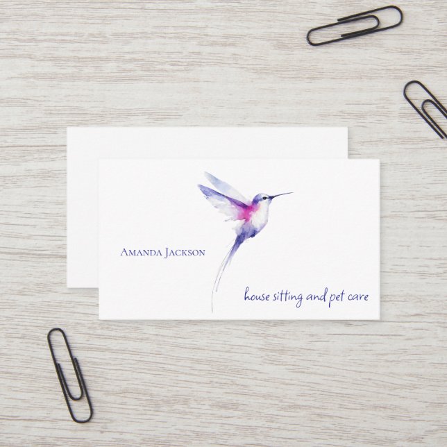Hummingbird House Sitting Pet Sitting Cards (Front/Back In Situ)