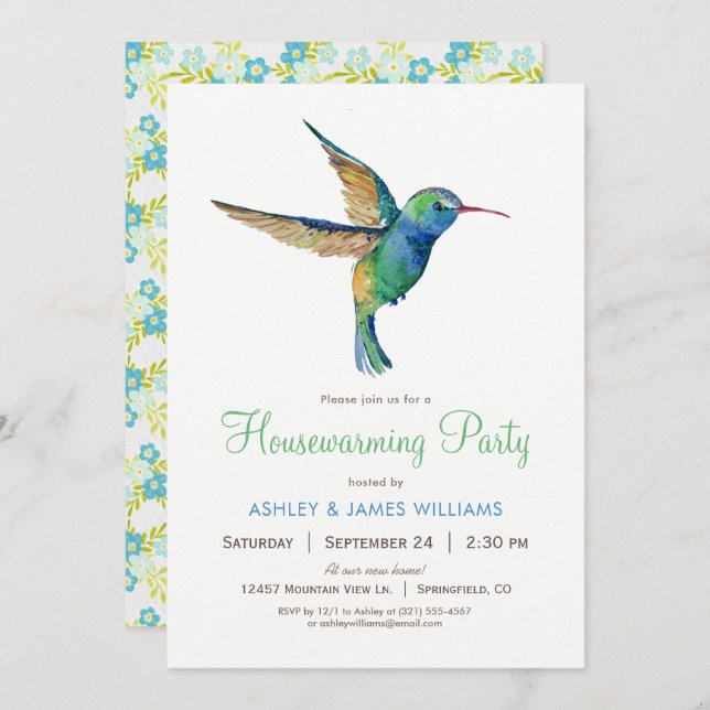 Hummingbird Housewarming Party Invitation (Front/Back)