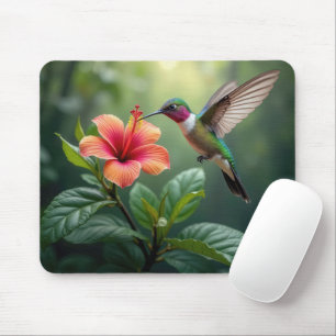 Hummingbird Hovering Over a Hibiscus Mouse Mat