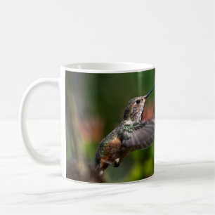 Hummingbird hovering with Flowers - Wildlife Photo Coffee Mug