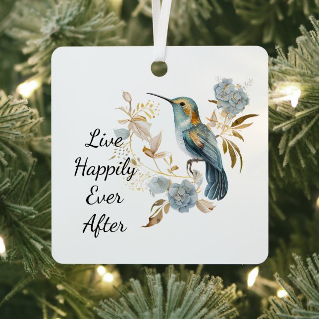 Hummingbird Hydrangea Flowers   Metal Tree Decoration (Insitu)