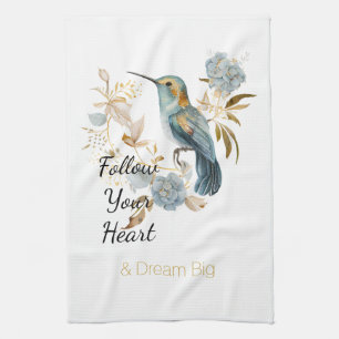 Hummingbird Hydrangea Flowers  Tea Towel