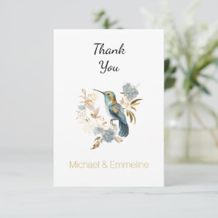 Hummingbird Hydrangea Flowers   Thank You Card