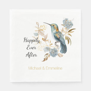 Hummingbird Hydrangea Flowers Wedding Napkin