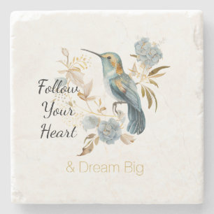 Hummingbird Hydrangea Flowers Wedding Stone Coaster
