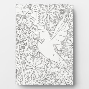 Hummingbird in Black and White Tabletop Plaque