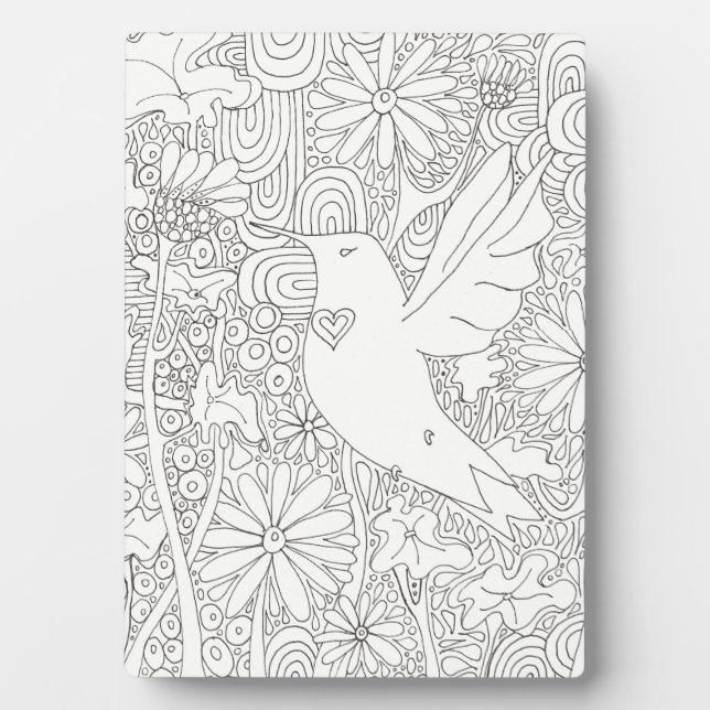 Hummingbird in Black and White Tabletop Plaque (Front)