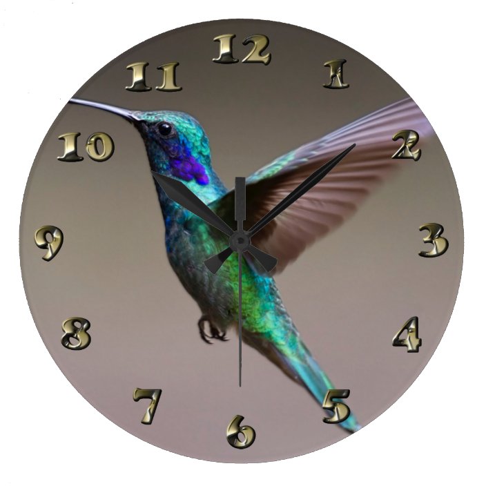 Hummingbird in Flight Large Clock | Zazzle.co.uk