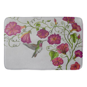 Hummingbird in Pink Bath Mat