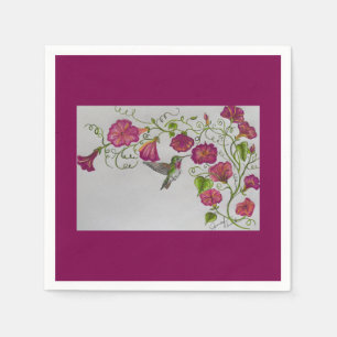 Hummingbird in Pink Cocktail Napkins
