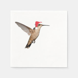 Hummingbird in Santa Hat Napkin