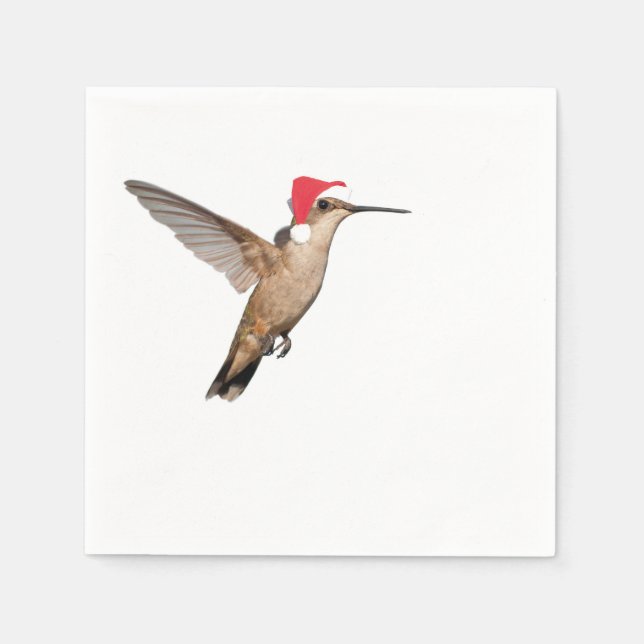 Hummingbird in Santa Hat Napkin (Front)