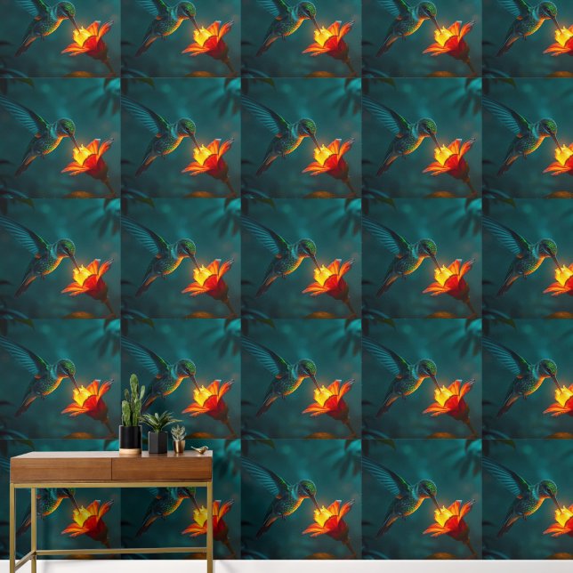 Hummingbird in the garden wallpaper (Hallway)