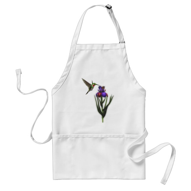 Hummingbird Iris Flower Apron (Front)