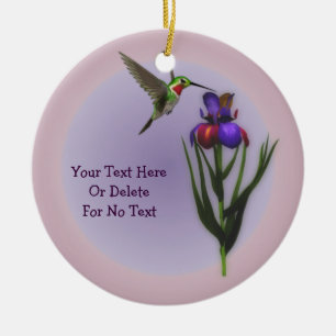 Hummingbird Iris Flower Personalised Ornament