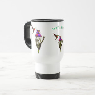 Hummingbird Iris Flower Personalised  Travel Mug