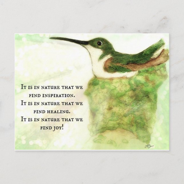 Hummingbird - It is in nature that we find joy! Postcard (Front)