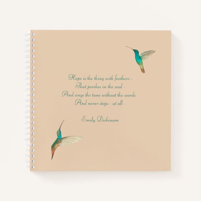 Hummingbird Journal with Emily Dickinson Quote (Front)