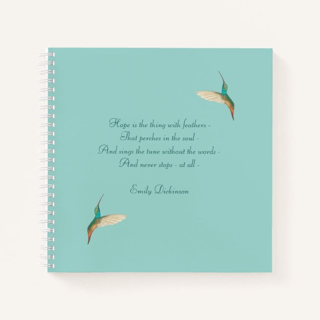 Hummingbird Journal with Emily Dickinson Quote (Front)