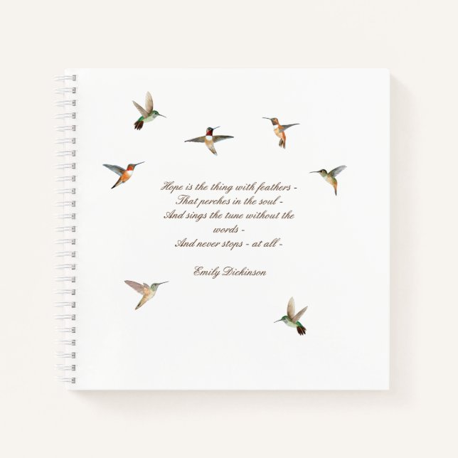 Hummingbird Journal with Emily Dickinson Quote (Front)