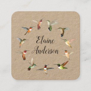 Hummingbird Kraft Square Business Card