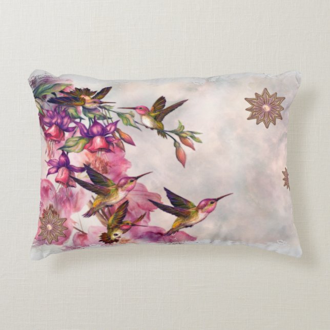 Hummingbird Lavender Jewelled Decorative Cushion (Front)