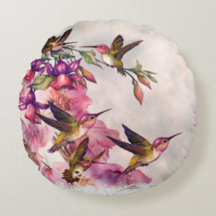 Hummingbird Lavender Jewelled Round Cushion