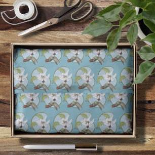 Hummingbird Lily Blue Art Nouveau Tissue Paper