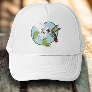 Hummingbird Lily Blue Art Nouveau Trucker Hat