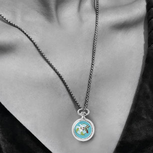 Hummingbird Lily Blue Art Nouveau Watch