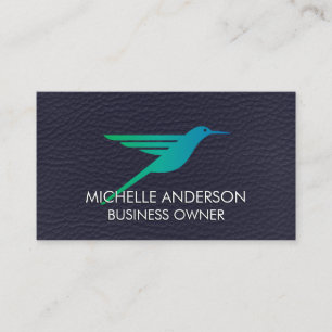 Hummingbird Logo   Leather Background Business Card