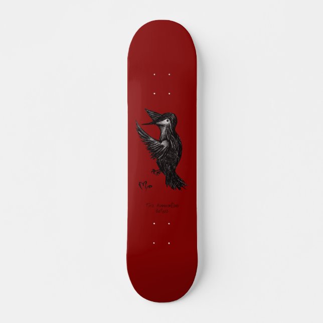 Hummingbird Logo Red Skateboard (Front)
