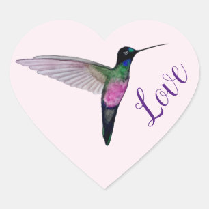 Hummingbird Love Heart Sticker