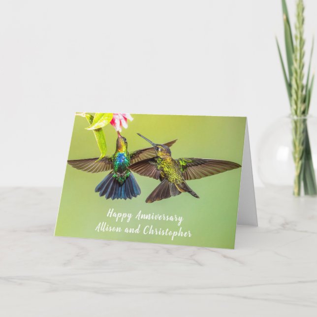 Hummingbird Lovebirds Personalised Anniversary Card (Front)