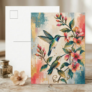 Hummingbird Lover Watercolor Floral Aesthetic Postcard