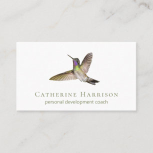 Hummingbird Minimal Modern White Sage Green Business Card