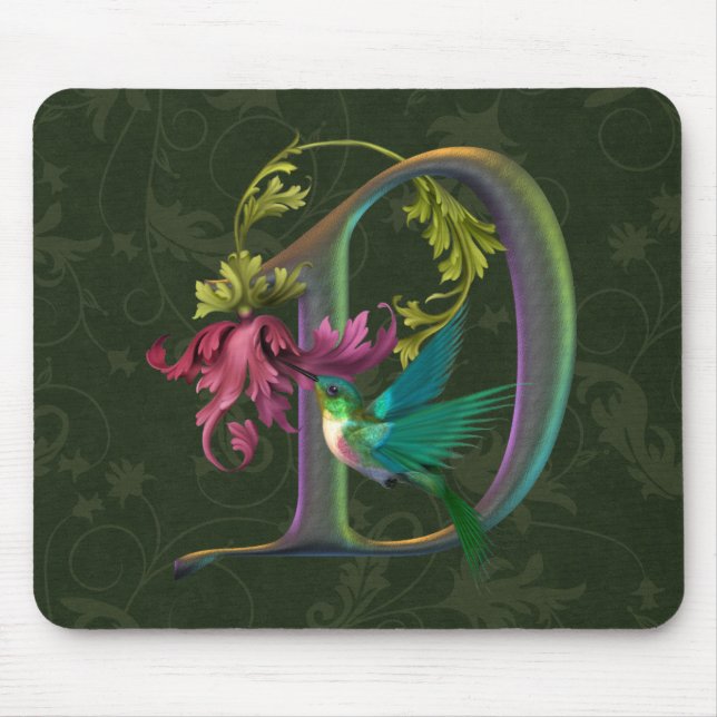 Hummingbird Monogram D Mouse Mat (Front)