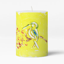 Hummingbird Monoprint Candle