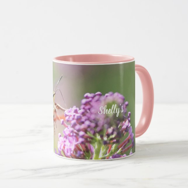 Hummingbird Moth on a Butterfly Bush  Mug (Front Right)