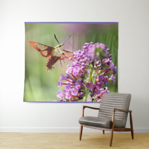 Hummingbird Moth on a Butterfly Bush Tapestry