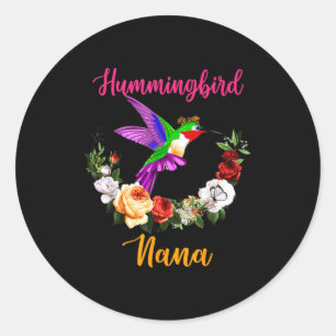 Hummingbird nana floral bird bow tie lover mother' classic round sticker
