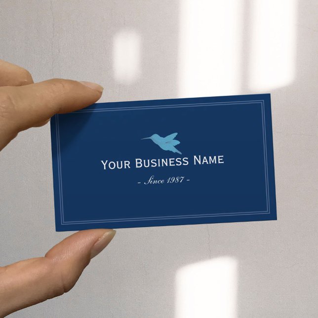 Hummingbird Navy Blue Plain Minimalist Business Card (Creator Uploaded)