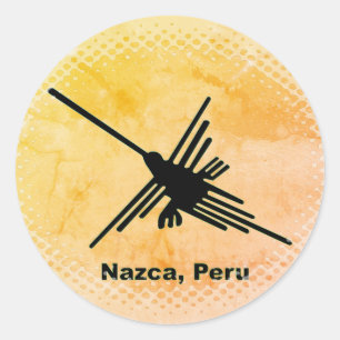 Hummingbird Nazca Geoglyph, Peru Classic Round Sticker