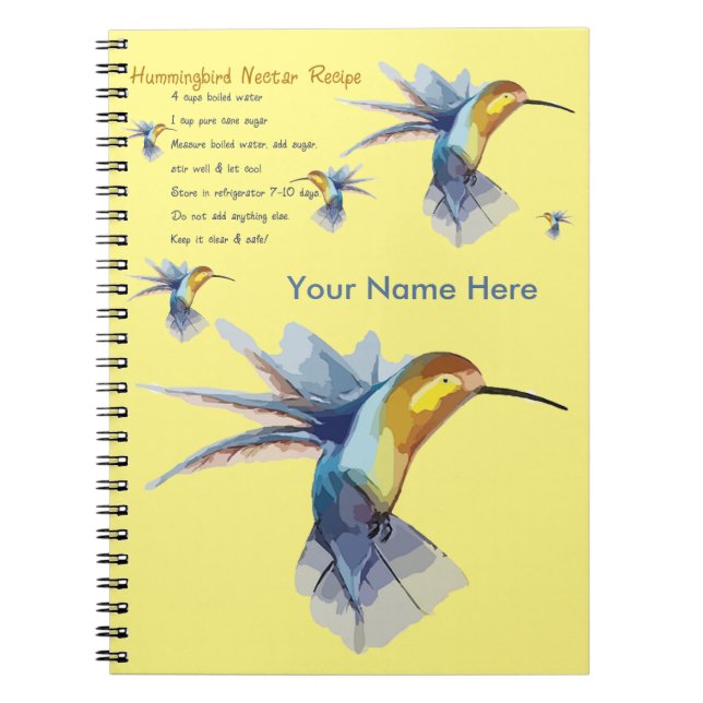 Hummingbird Nectar Recipe Notebook (Front)