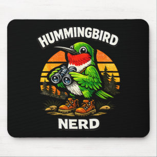 Hummingbird nerd funny birdwatching vintage retro mouse mat