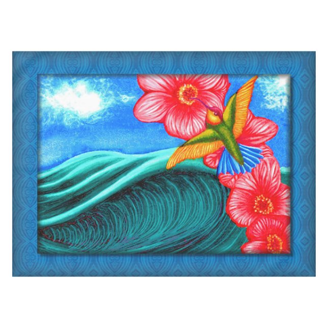 Hummingbird Ocean Tablecloth (Front (Horizontal))