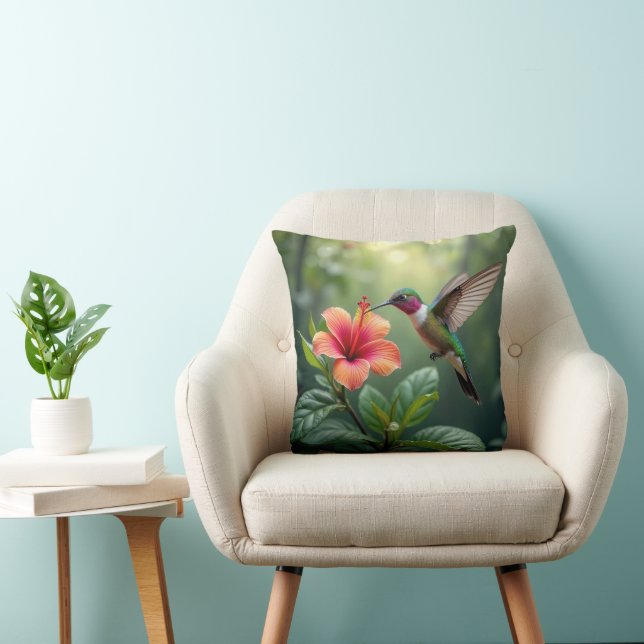 Hummingbird On a Hibiscus Cushion (Chair)