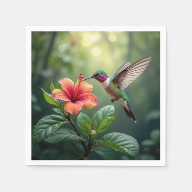 Hummingbird On a Hibiscus Napkin (Front)