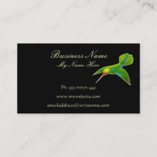 HUMMINGBIRD on Black Business Cards