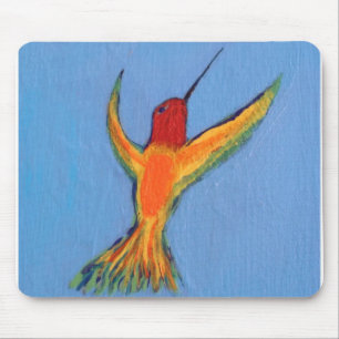 Hummingbird on blue mouse mat